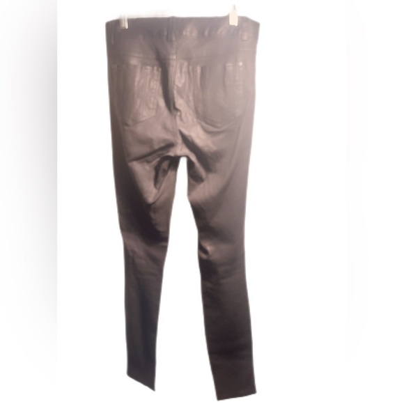 Alice + Olivia stretch spandex lamb black leather 5 pocket straight leg pants 6 - Picture 3 of 5
